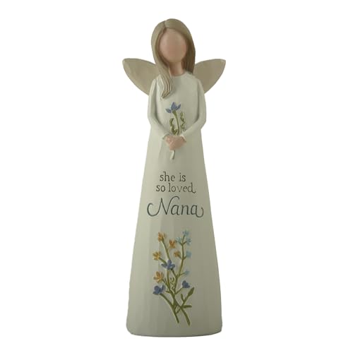 Feather & Grace Angel Figurine ??? ???She Is So Loved Nana??? Sentimental Resin Ornament, Handcrafted Collectible Gift for Grandmothers, 14cm Freestanding Decoration