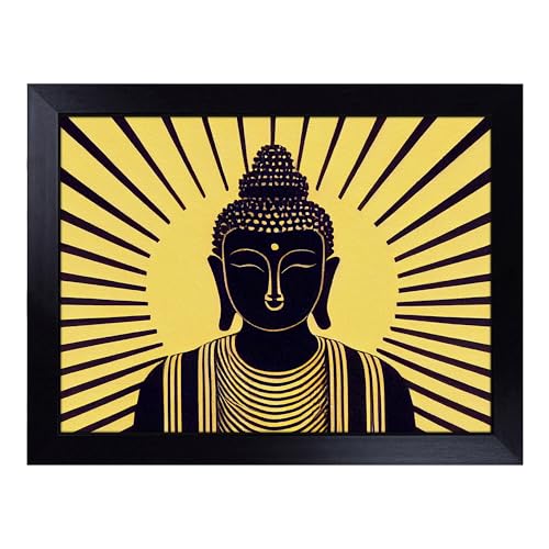 Lap Tray with Bean Bag Cushion, Magnetic Buddha - Handmade in the UK, Raised Wooden Edge, Padded Cushion, Heat-Resistant Wipe-Clean Surface, for Meals, Laptops and Crafts