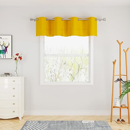 "UPOPO Yellow Linen Textured Valance Curtains Grommet 18"""