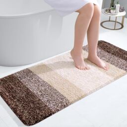 OLANLY Bathroom Runner Rugs 47x20, Extra Soft Absorbent Microfiber Bath Rugs, Rubber Backing, Quick Dry, Machine Washable Bath Mats for Bathroom Floor, Tub, Shower and Home Decor Accessories, Brown