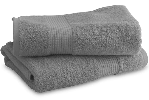Le linge de Jules Set of 2 Shower Towels 70 x 130 cm – 100% Cotton – 450 g/m² – Grey