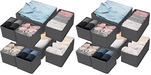 Withosent Drawer Organisers Storage Box for Underwear Clothes,Set of 8 Foldable Wardrobe Drawers Closet Divider Cubes Containers for Underwear, Bras, Socks, Scarves and Ties (Pack of 2)