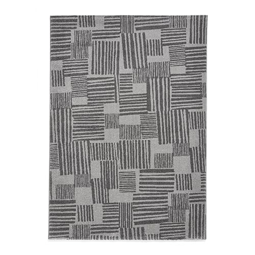Think Rugs Catherine Lansfield Blocks Modern Abstract Rug, Dark Grey/Grey