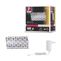 Paulmann 79852 LED Strip MaxLED 250 Basic Set 3m Warm White IP20 incl. 1x12 watt Strip Silver Strip Lighting Strip 2700 K