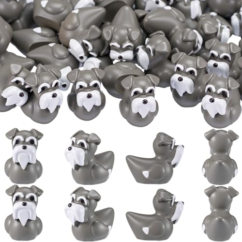Geelin 50 Pcs Mini Schnauzer Duck Figurine, Resin Tiny Dog Duck Hybrid Resin Statue for Desk Shelf Home Decor, Funny Animal Collectible Ornament Gift for Dog Lovers