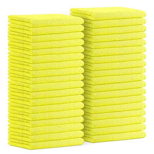 "Avalon Towels - Microfiber Cleaning Cloths (Value Pack of 36) Size 16"" x 16"", Highly Absorbent Cleaning Rags, Lint Free Towels for Home, Reusable and Washable, Microfiber Towels for Cars (Yellow)"