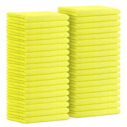 "Avalon Towels - Microfiber Cleaning Cloths (Value Pack of 36) Size 16"" x 16"", Highly Absorbent Cleaning Rags, Lint Free Towels for Home, Reusable and Washable, Microfiber Towels for Cars (Yellow)"