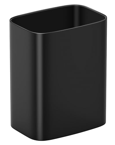 Cesun 3.4 Gallons Bathroom Trash Can, Small Under Sink Wastebasket, Black - Wide Open-Top Design, Stainless Steel Garbage Can, Metal Trash Bin for Office/Bedroom/Near Desk/RV, Hand-Safe Rolled Edges