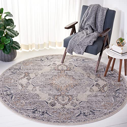 Safavieh Traditional Rug for Living Room, Dining Room, Bedroom - Oregon Collection, Short Pile, in Beige and Grey, 160 X 160 cm