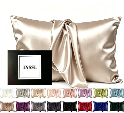 "INSSL Silk Pillowcase for Women, Mulberry Silk Pillowcase for Hair and Skin and Stay Comfortable and Breathable During Sleep. (Taupe, 20""??30"")"