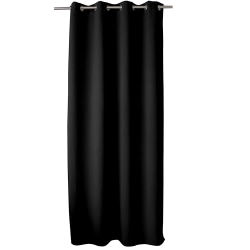 ED ENJOY HOME Flame Collection Fire Blackout Curtain with Eyelets, Black, 140 x 260 cm, Fireproof Category M1, 100% Polyester, Flame Collection