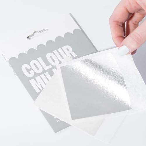 Colour Mill Edible Silver Leaf for Baking Decorating Cakes Chocolates Cookies and Desserts - 8cm - 5 Sheets