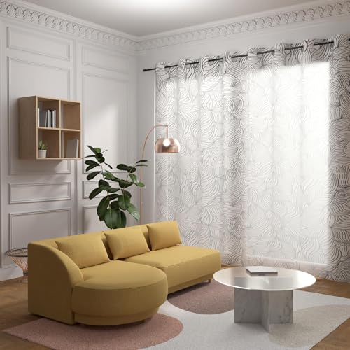 Soleil d'ocre, Louane Curtain with Eyelets for Bay Window 280 x 250 cm