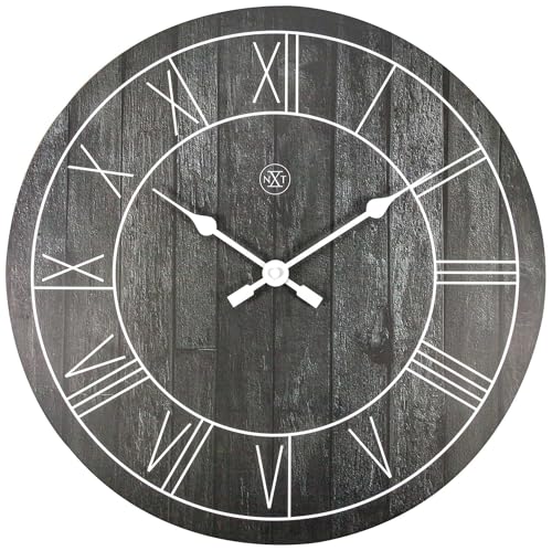 nXt Wall Clock-Diameter 40 cm-Wood-Black-'Paul, 40 x 0.5 cm, 7345ZW