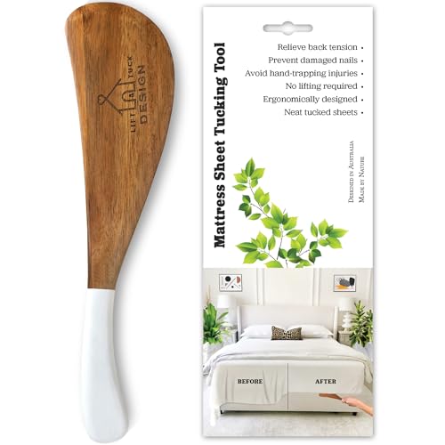 LIFT & TUCK DESIGN Wooden Mattress Sheet Tucking Tool - The Original Daily Living Aid, Designed in Australia, Ergonomic, Relieves Back Pain, Bed Maker Tool for Changing Sheets