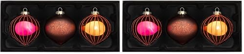 WeRChristmas Glass Baubles, Copper, 3-Piece (Pack of 2)