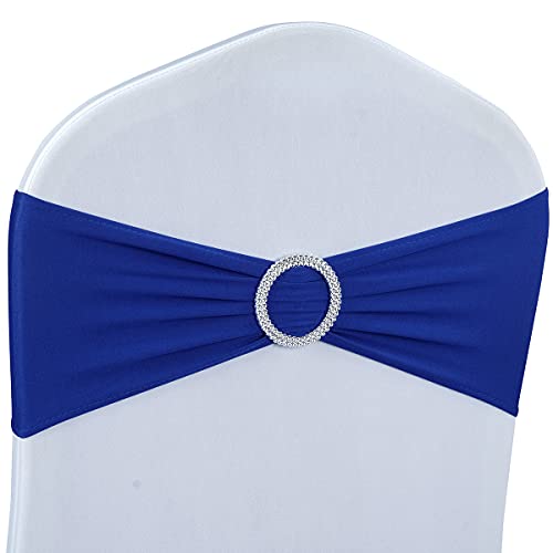 Babenest 50 PCS Chair Sashes Elastic Chair Sashes with Slide Buckle Universal for Wedding Party Ceremony Reception Banquet Decoration (Electric Blue)
