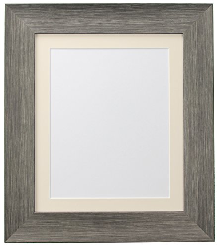 FRAMES BY POST Hygge Picture Photo Frame, Plastic Glass, Wolf Grey with Ivory Mount, 40 x 30 cm Image Size 12 x 10 Inches