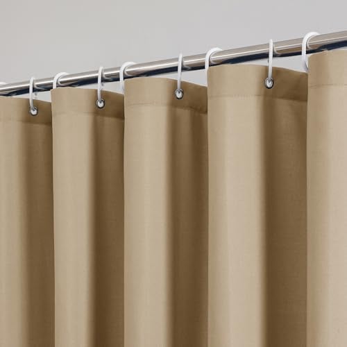OVZME Zora 78 Inch Shower Curtain Set with 12 Plastic Hooks, Plain Fabric Taupe Shower Curtain for Bathroom - Long Shower Curtain, Water Resistance, Machine Washable Soft Cloth, 72X78, Taupe