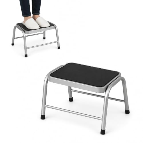 Premier Housewares Rubber Stool Silver Step - Non-Slip Step Stool
