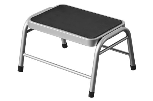 Premier Housewares Leecroft Metal Step-up Stool, Silver, H25 x W43 x D35cm