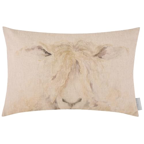 Voyage Maison Mr Wooly Feather Filled Cushion – Hand-Painted Watercolour Linen Blend (Multicolour - 40x60cm)