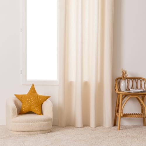 Atmosphera Decorative Cotton Eyelet Curtain with Flower Design 140 x 260 cm Children's Room