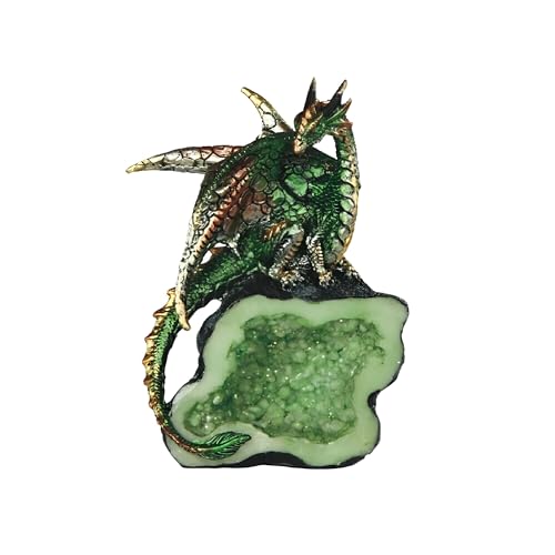 "ICE ARMOR 5.5"" H Green Dragon on Green Faux Crystal Stone Statue Fantasy Decoration Figurine"