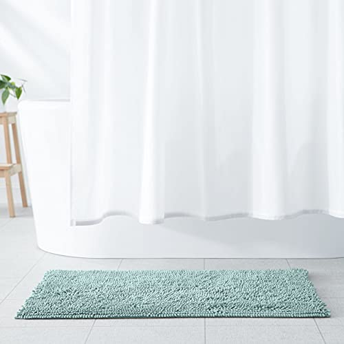 Amazon Basics Non-Slip Chenille Microfibre Bathroom Bath Mat, 53 x 87 cm, Seafoam Green