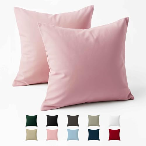 Pillow Case 60 x 60 Reinforced Cotton (Pack of 2) – Pink – Tight Fabric 57 Threads/cm² – Pillowcase 60 x 60 – Oeko Tex Certification – Dreamzie