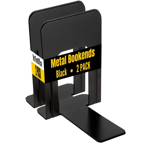 1InTheOffice Metal Bookends (2 Pack), Large, Heavy Duty for Shelves & Heavy Books