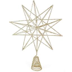 Ornativity Glitter Star Tree Topper - Christmas Sparkly Metal Wire Star Tree Top Ornament