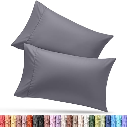 Utopia Bedding Queen Pillow Cases - 2 Pack - Envelope Closure - Soft Brushed Microfiber Fabric - Shrinkage and Fade Resistant Pillow Covers 20 X 30 Inches (Queen, Grey)