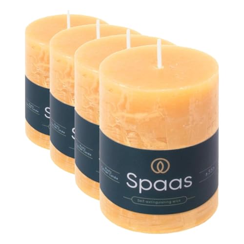 Spaas Rustic Pillar Candle 70/95 mm 35h, Sand (Pack of 4)