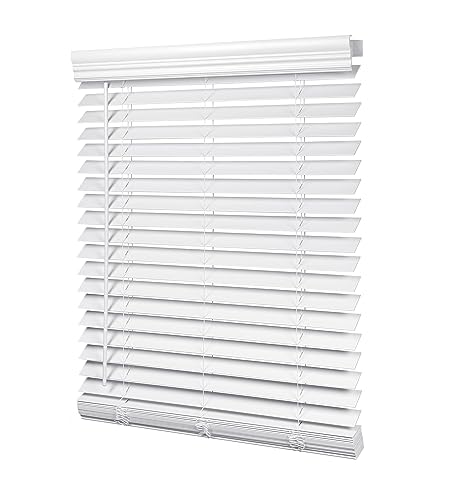 LazBlinds 2-inch Cordless Faux Wood Blinds with Royal Valance, Room Darkening Horizontal Window Blinds, Inside Mount Blinds for Windows - Fit for Window 28.875'' W x 36'' H - White