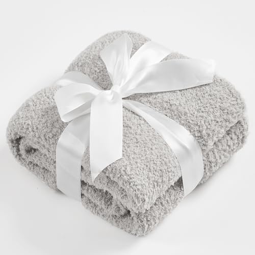 CYMULA Kids Throw for Boys and Girls 30 x 40 inches, Soft Cozy Cute Swaddle Fleece Throw, Light Grey