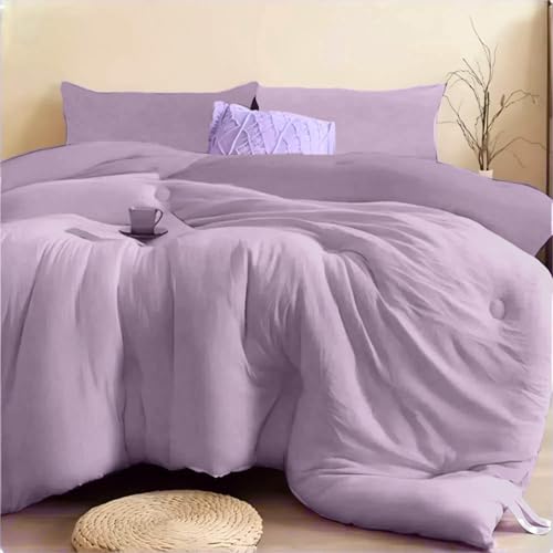 SDIII 3PCS Purple Twin Comforter Set with 2 Pillowcases, Brushed Microfiber Lavender Purple Comforter Twin Lightweight, Bedding Set All Season