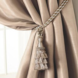 "Elrene Home Fashions 26865902518 Tassel Tieback Rope Cord Fabric Single Window Curtain Treatment Drape Accessories, 24"", Ivory"