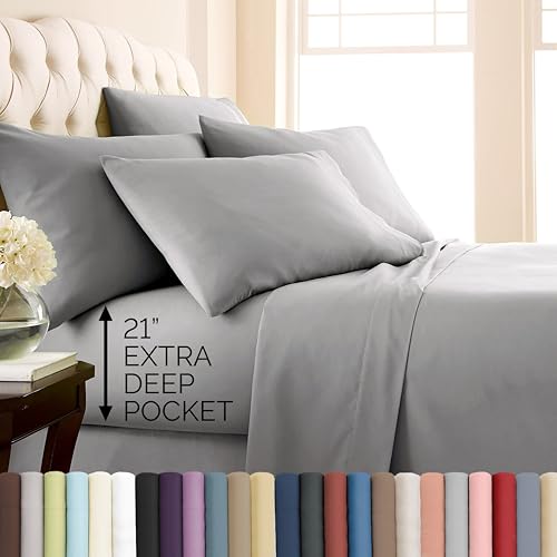 Southshore Fine Linens Extra Deep Pocket Sheet Set, Queen, 6 Piece, Steel Gray by Southshore Fine Living, Inc.