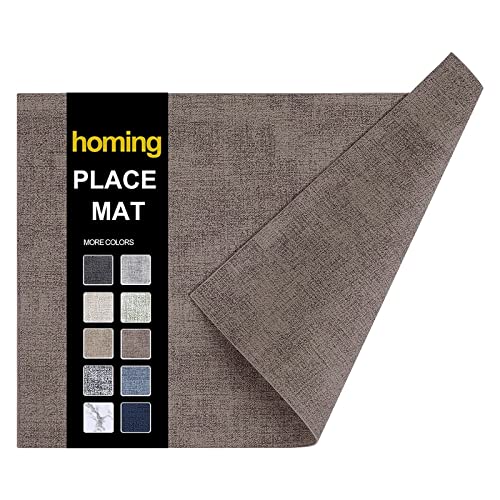 homing Faux Leather Heat Resistant Placemats Set of 6 ??? Waterproof Wipeable Dining PU Place Mats for Indoor & Outdoor, Easy to Clean -Brown
