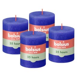 Bolsius - Rustic Candle - Blue - 3.1 in - Pack of 4 - Decorative Candles - Palm Oil Free - with Natural Plant Wax