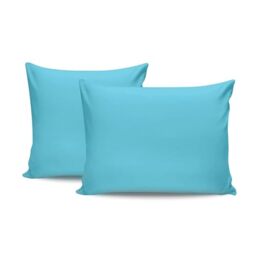 Turquoise Pillowcase Set (2 Pieces), 80 x 80 cm, 100% Cotton Ranforce, 155 Thread Count, Envelope Closure, Machine Washable at 30°C, Soft and Durable