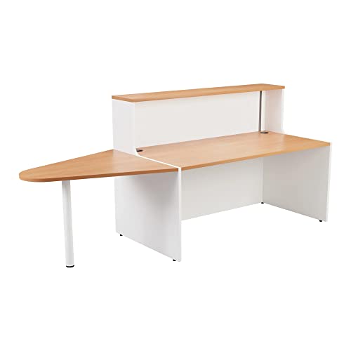 Office Hippo Reception Desk Unit With Extension, Table, Office, Beech Top, White Base, 240 x 89 x 116.5