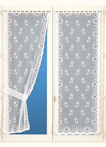 HomeMaison Pair of Curtains With Tie Backs with, Polyester, white, 120 x 60 cm