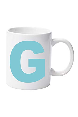 Personalised Light Blue Mug Any Letter Alphabet Mugs Coffee Cup Birthday Fathers Day Gift 11oz Ceramic Mug Xmas Birthday Christmas fmothers Day (G)