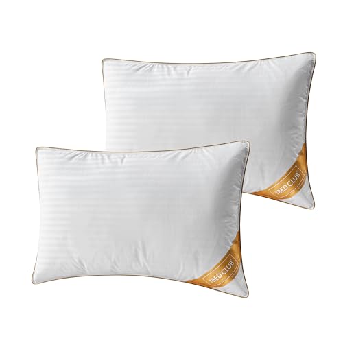 GC GAVENO CAVAILIA Hungarian Goose Down Pillow - Hypoallergenic Medium Neck Support Firm Pillow for Front & Back Side Sleeping With 100% Cotton Cover Bed - Pack of 2, 48x74 Cm