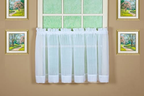 "Today's Curtain Emelia Original Voile Tier Pair 30"", White, 60"" W x 30"" L"