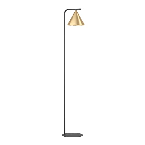 Eglo Floor lamp Narices, Minimalist Standing Light Made of Brushed Brass Metal, Golden and Black Living Room Lighting with Foot Switch, E27 Socket