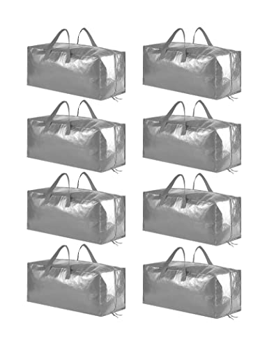 SpaceAid Heavy Duty Moving Bags, Extra Large Storage Totes W/Backpack Straps Strong Handles & Zippers, Alternative to Moving Boxes, Packing & Moving Supplies, Gley (8 Pack)