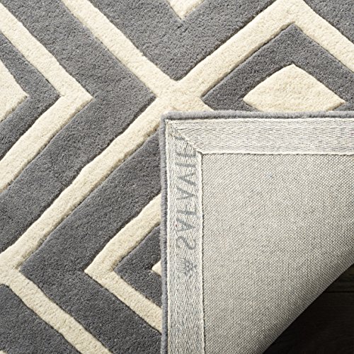 Safavieh Contemporary Indoor Hand Tufted Rectangle Area Rug, Chatham Collection, CHT742, in Dark Grey / Ivory, 91 X 152 cm for Living Room, Bedroom or Any Indoor Space